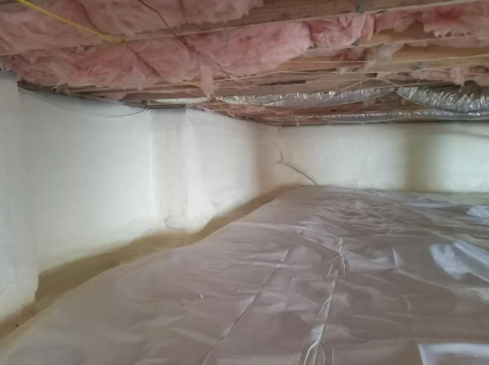 Crawl space encapsulation with closed-cell spray foam for Commercial Roof Restoration in Bossier City